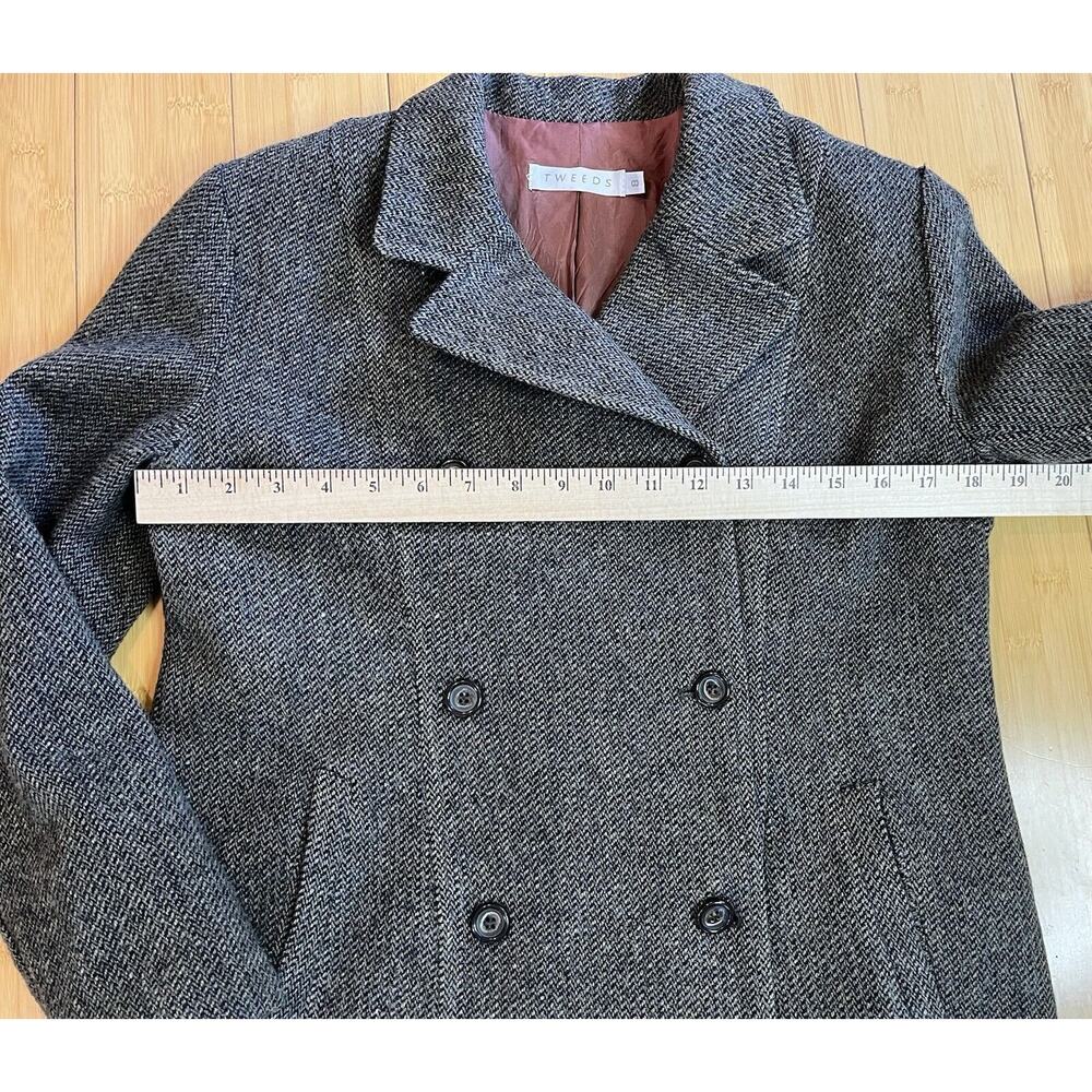 Vintage 1990’s Tweeds Women’s Gray/Brown/Black Wool Double Breasted Jacket, Sz 8 - Picture 5 of 8